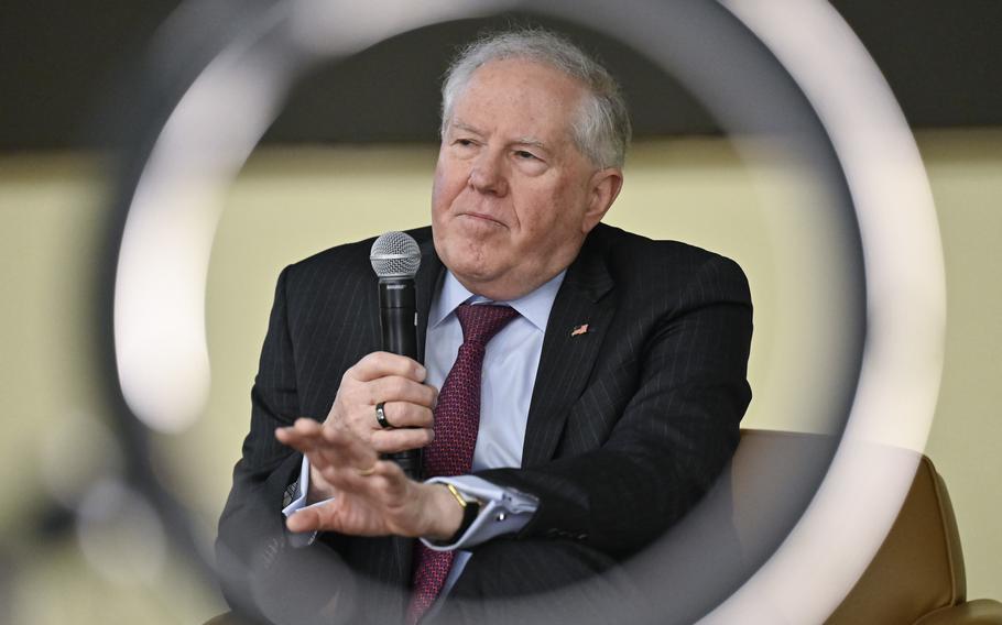 Secretary of the Air Force Frank Kendall speaks during the Department of the Air Force Total Force Integration Symposium on Joint Base Andrews, Md., March 14, 2023.