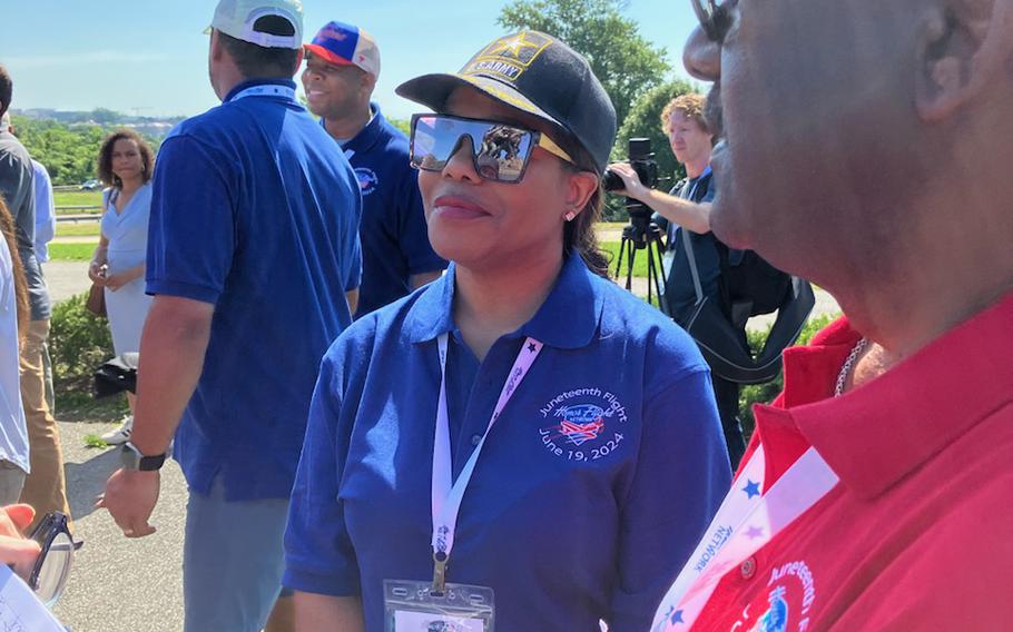 Army veteran William Jones and his daughter Tamkia Jones joined an honor flight to tour the nation’s capital for Juneteenth, a federal holiday on June 19, 2024. 