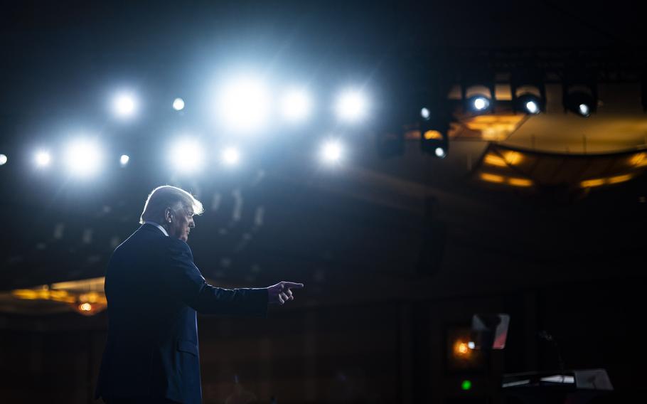 Former president Donald Trump walks out to speak to a crowd on the final day of the Conservative Political Action Conference on Feb. 28, 2021, in Orlando, Florida.