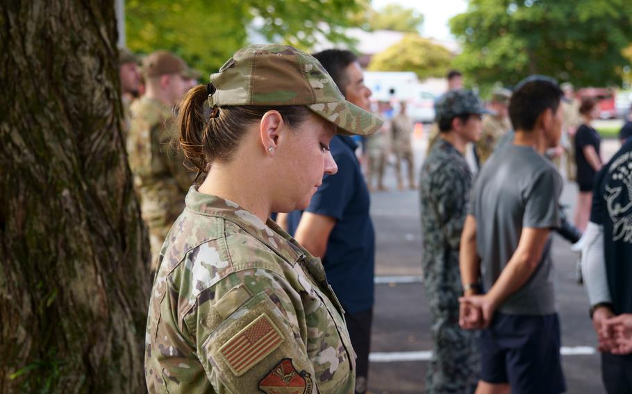 More than 70 people took part in a stair climb Sept. 11, 2023, at Yokota Air Base, Japan, to remember more than 340 first responders who died in New York City on 9/11 helping others escape the twin towers.