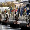 Five battlefield crosses are displayed in honor of five Marines of Marine Heavy Helicopter Squadron (HMH) 361, Marine Aircraft Group 16, 3rd Marine Aircraft Wing, during a memorial ceremony at Marine Corps Air Station Miramar, California, Feb. 16, 2024. More than 550 Marines, family and friends gathered to pay tribute to the five Marines who lost their lives as the result of a CH-53E mishap on Feb. 6, 2024, in Pine Valley, California. (U.S. Marine Corps photo by Staff Sgt. Antonio De La Fuente)