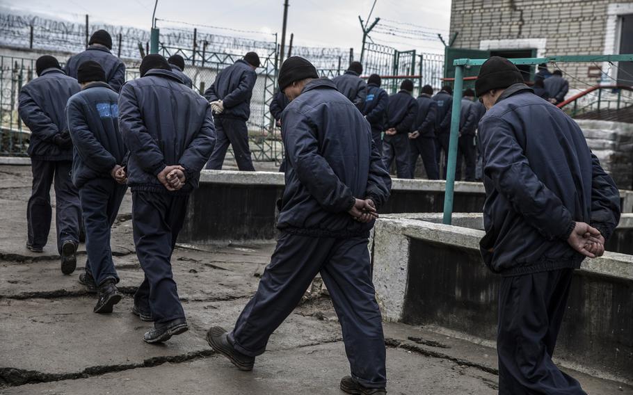 Russian prisoners of war captured by Ukrainian forces.