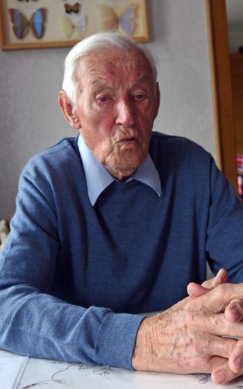 German World War II veteran Paul Golz, then 94, reflects on his time fighting at Normandy while from his home in Pleiserhohn, Germany, on April 23, 2019.