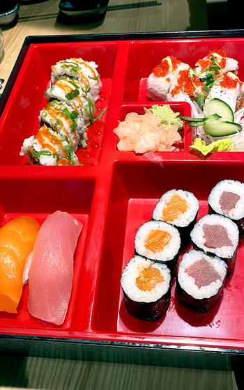 Mizuki in Kaiserslautern, Germany, offers sushi sets like the salmon and tuna deluxe meal.