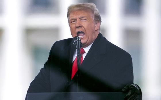 Then-President Donald Trump speaks during a rally in Washington on Jan. 6, 2021.