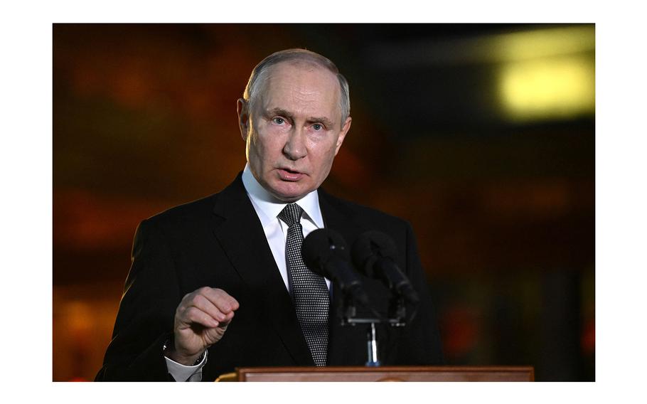 Russia's President Vladimir Putin attends a forum in Beijing, China, on Oct. 18, 2023. 