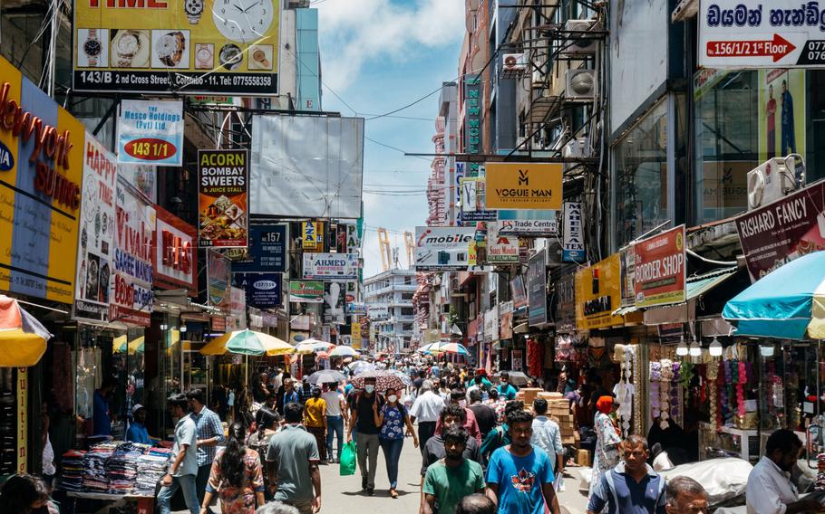 Shoppers, retailers and street vendors in the Pettah district in Colombo, Sri Lanka. 