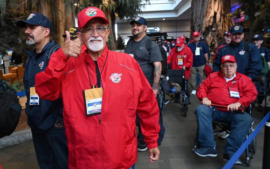 as 63 veterans prepared to board their flight for the Central Valley Honor Flight #21 Monday morning, May 16, 2022, at Fresno Yosemite International Airport.