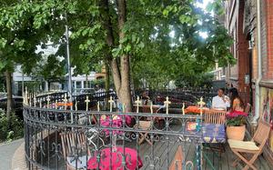 The streetside patio at Mama of Africa in Wiesbaden, Germany. The restaurant's traditional Ethiopian dishes have bold flavors with earthy undertones.