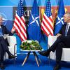 NATO Secretary-General Jens Stoltenberg meets with President Joe Biden at the NATO Summit in Madrid on Wednesday, June 29, 2022.