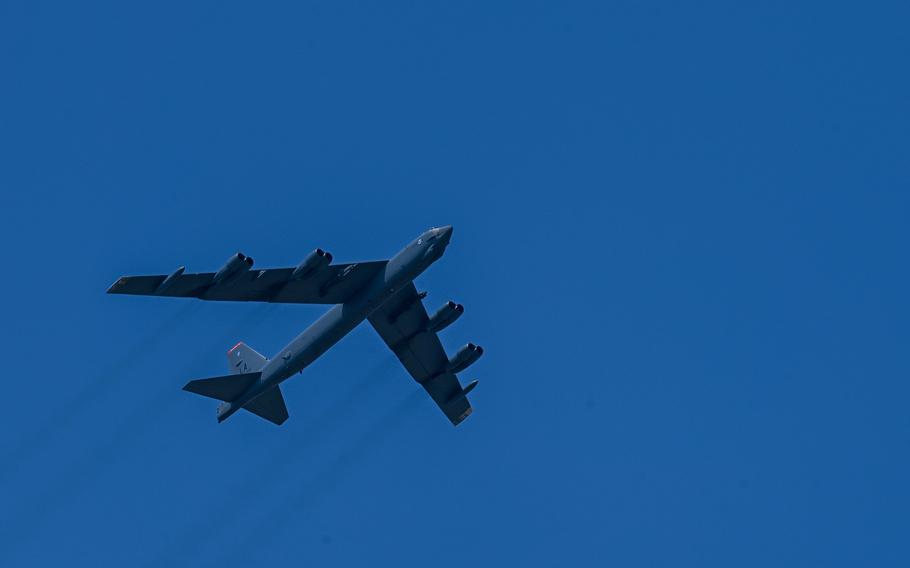 A B-52 Stratofortress from the 2nd Bomb Wing returns home to Barksdale Air Force Base, La., following a Bomber Task Force mission at Andersen Air Force Base, Guam, Aug. 20, 2023.