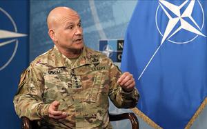 Gen. Christopher Cavoli, NATO's supreme allied commander in Europe, gives remarks Sept. 27, 2023, at a security forum hosted by the Center for European Policy Analysis at Supreme Headquarters Allied Powers Europe in Mons, Belgium.