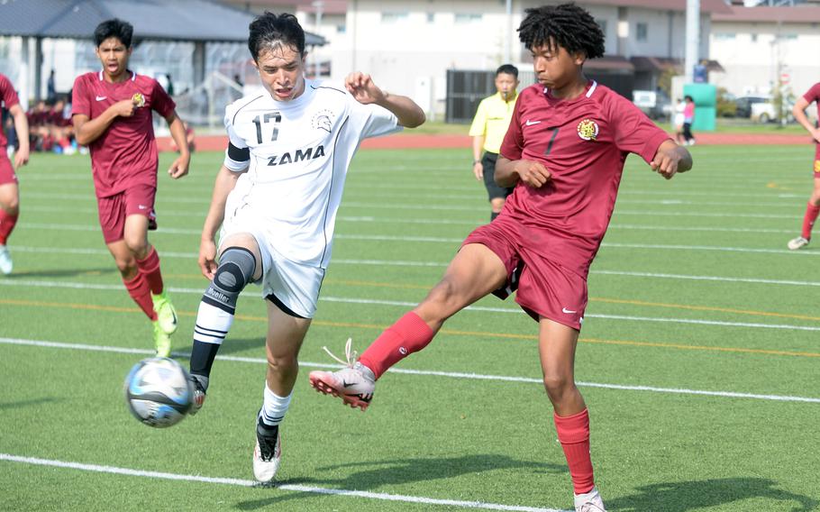 Keith Ewing boots it toward the goal.