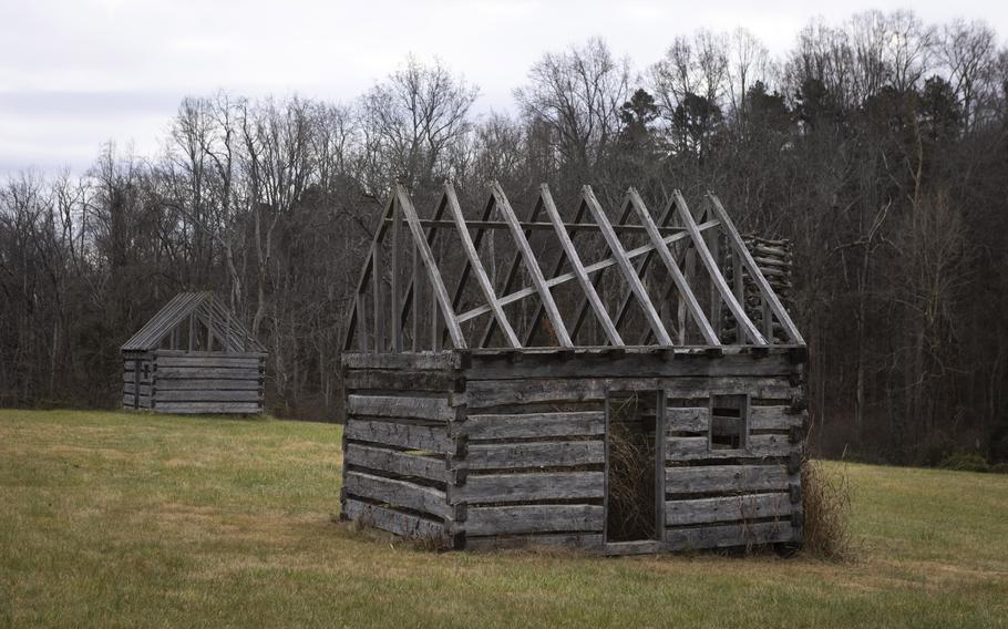 Replicas of houses for enslaved field workers at James Madison’s Montpelier, which is owned by the National Trust for Historic Places. 
