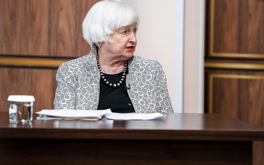 Treasury Secretary Janet Yellen attends a meeting in July, 2022. Yellen has pushed U.S. allies to set a cap on the price they’ll pay for Russian oil in an attempt to cut off profits Russia is using to pay for its war in Ukraine. 