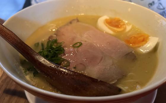 The yamatani ramen, which includes both pork and chicken, at Muku in Frankfurt, Germany. The restaurant offers ramen in several styles.