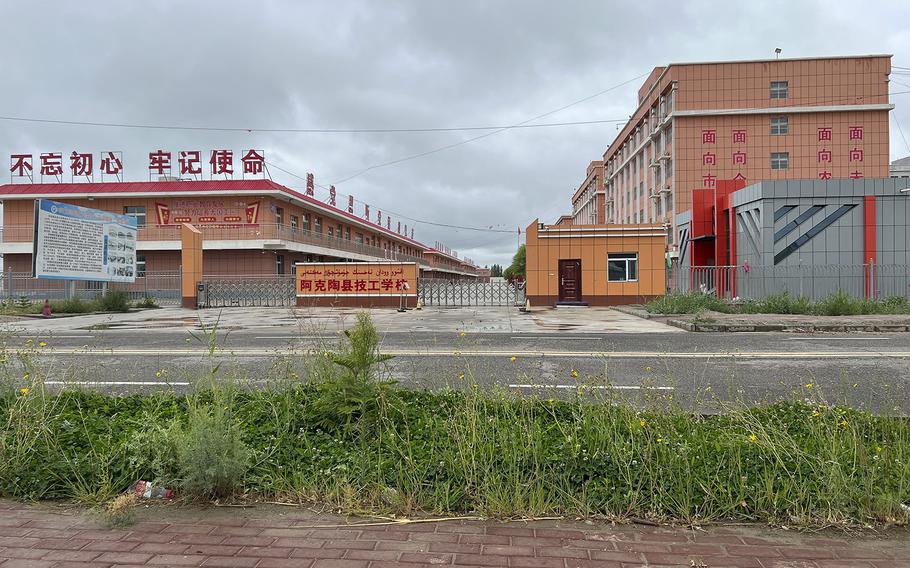 A former reeducation center in an industrial park outside Kashgar, in China’s Xinjiang region, appeared deserted Aug. 3, 2022.