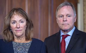 Fred and Cindy Warmbier attend an event on Dec. 18, 2019, at the U.S. Capitol in Washington, where members of the U.S. Senate addressed the death of the Warmbier’s son, Otto, while he was in North Korea. On Wednesday, Jan. 19, 2022, a N.Y. court ruled that the Warmbier family should be awarded more than $240,000 to be seized from North Korean assets.