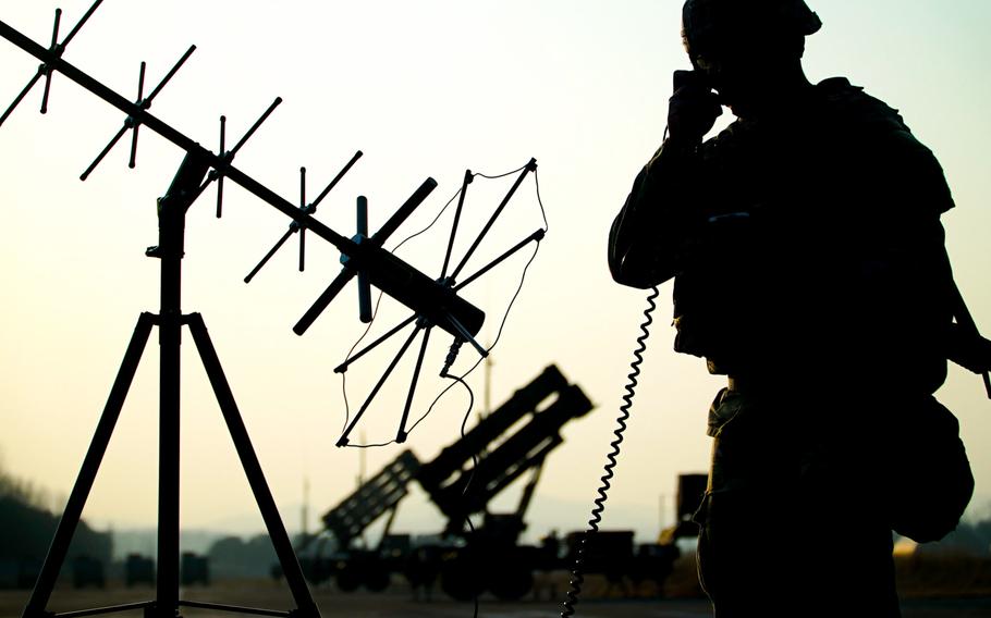 A soldier assigned to 2nd Battalion, 1st Air Defense Artillery Regiment, 35th Air Defense Artillery Brigade takes part in the Freedom Shield exercise in South Korea, March 19, 2023.