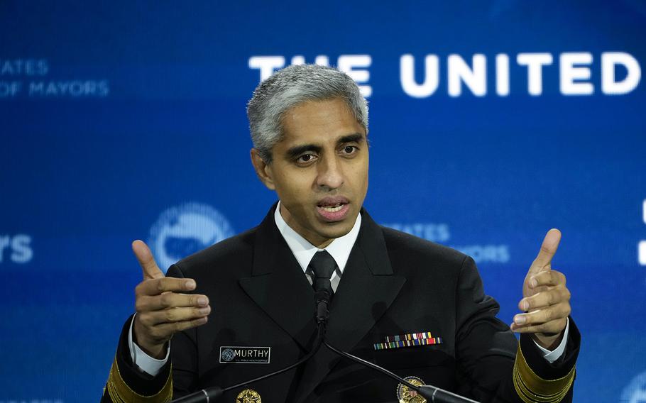 U.S. Surgeon General Vivek Murthy speaks during the United States Conference of Mayors 91st Winter Meeting Jan. 18, 2023, in Washington.