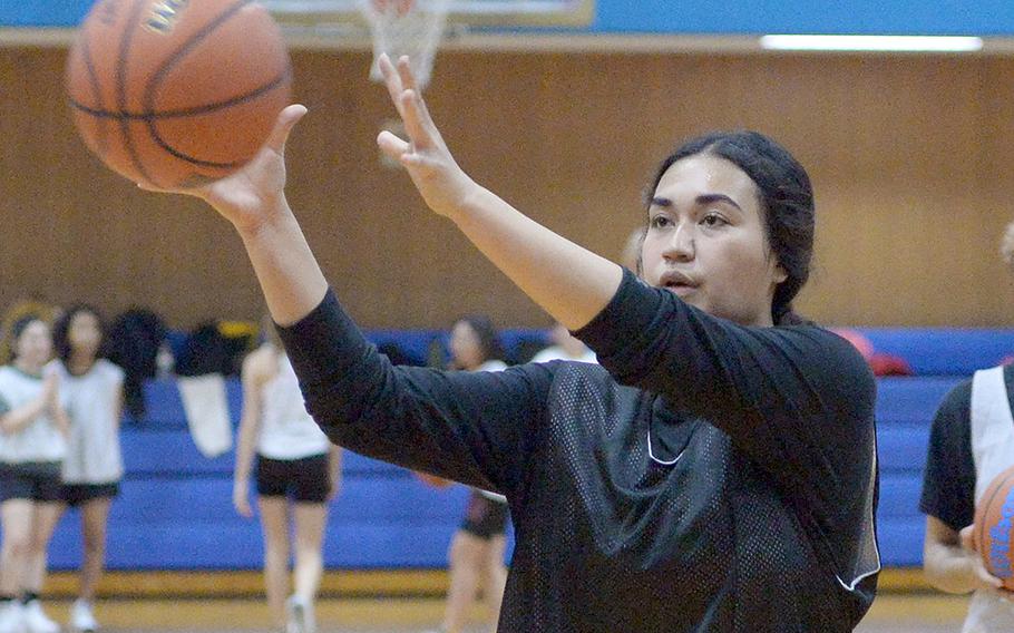 Junior Kierstyn Aumua is one of a handful on Zama's girls basketball team who also played volleyball.