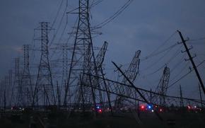 Transmission power lines down in Cypress, Texas, after severe storms on May 16, 2024.