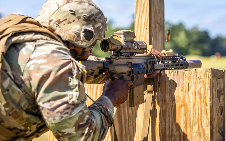South Carolina Army National Guardsmen train with new NextGen Squad Weapons at Fort Stewart, Georgia, on June 20, 2024. S.C. Guardsmen are the third to receive the new weapons, following the North Carolina and West Virginia National Guards. 