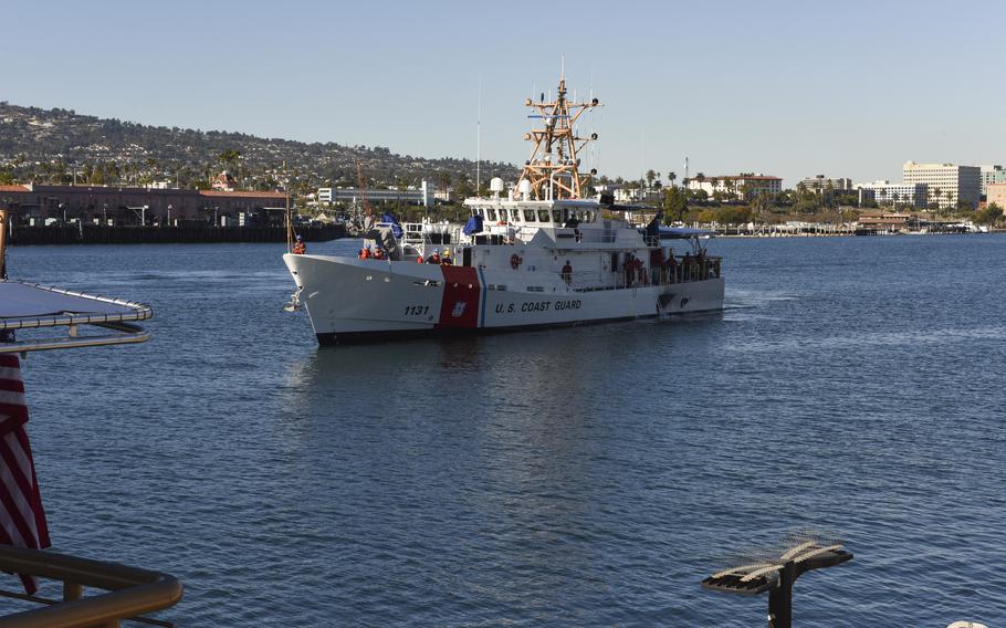 The Coast Guard Cutter Terrell Horne arrives in San Pedro, Calif., in January 2019. 