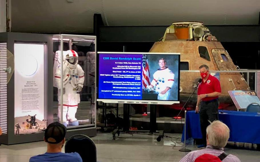 The National Museum of the U.S. Air Force’s latest exhibit includes the Apollo 15 command module Endeavor, complete with atmospheric re-entry burn-streak marks. The module is on loan from the National Air and Space Museum in Washington, D.C. 