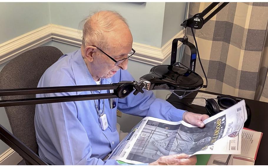 World War II veteran Bob Kruger, 100, has been reading to the blind and visually impaired through a reading service in Raleigh, N.C., since 1985. “It’s my calling,” he said. 