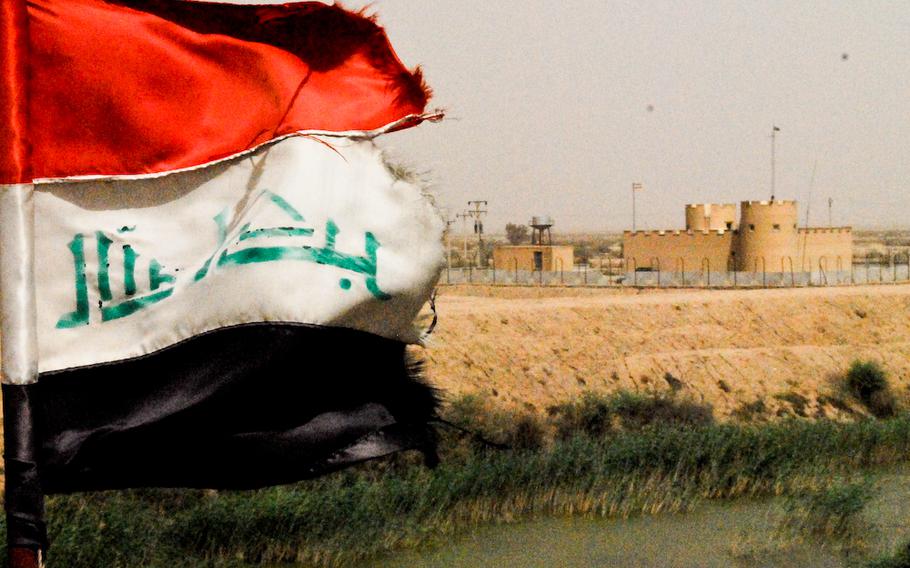 A small canal and approximately 250 meters is all that separate an Iraqi border fort from a similar Iranian one at the Shalamcha Port of Entry in Basra province, Iraq.