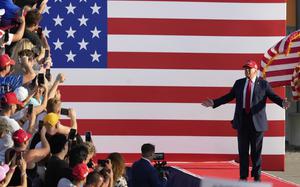 President Donald Trump arrives to speak at a rally at the Iowa State Fairgrounds, Thursday, July 3, 2025, in Des Moines, Iowa. (AP Photo/Charlie Neibergall)