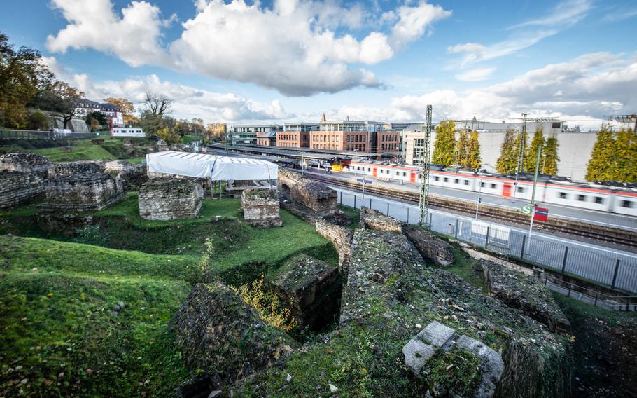 The Roman theater in Mainz, Germany, is next to a train station named after the theater. The ancient entertainment venue had a seating capacity of 10,000.