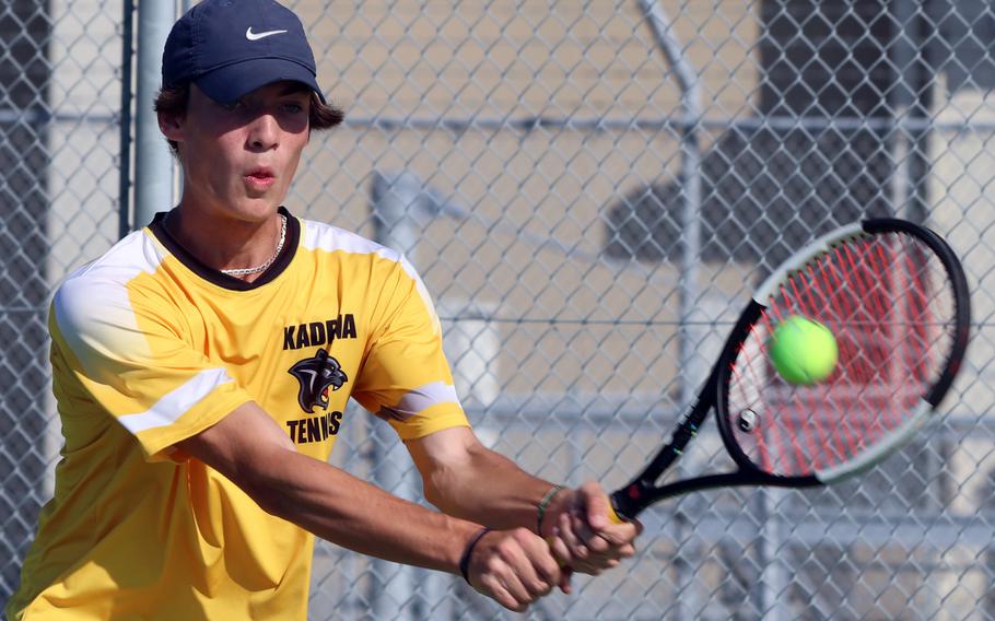 Kadena's Evan Davis, the Okinawa district singles champion, won all three of his matches Friday to reach Saturday's final against island rival Owen Ruksc of Kubasaki in the All-Japan DODEA Tennis Tournament.