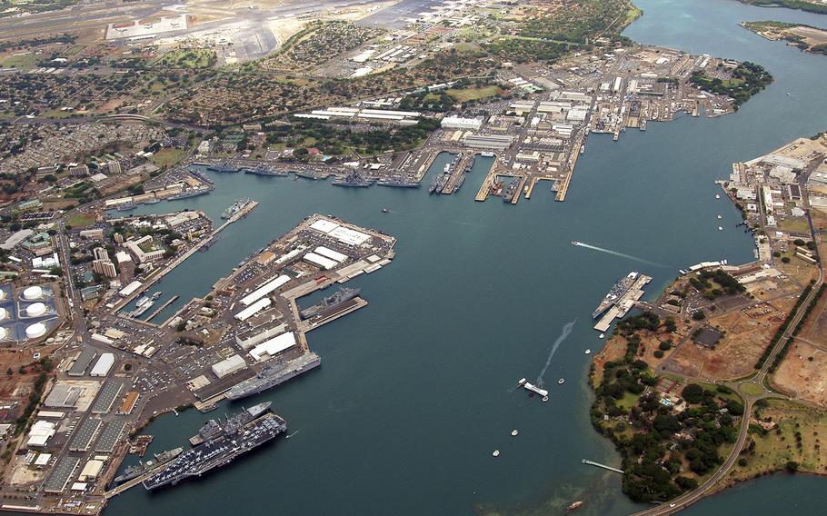 Joint Base Pearl Harbor-Hickam is seen from the air.