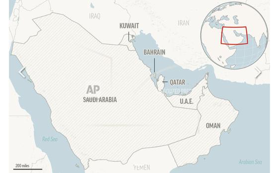 This is a locator map for the Gulf Cooperation Council member states: Saudi Arabia, Bahrain, Qatar, Oman, Kuwait and United Arab Emirates. (AP Photo)