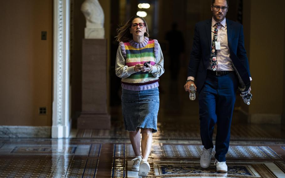 Sen. Kyrsten Sinema (I-Ariz.) likes her denim. 
