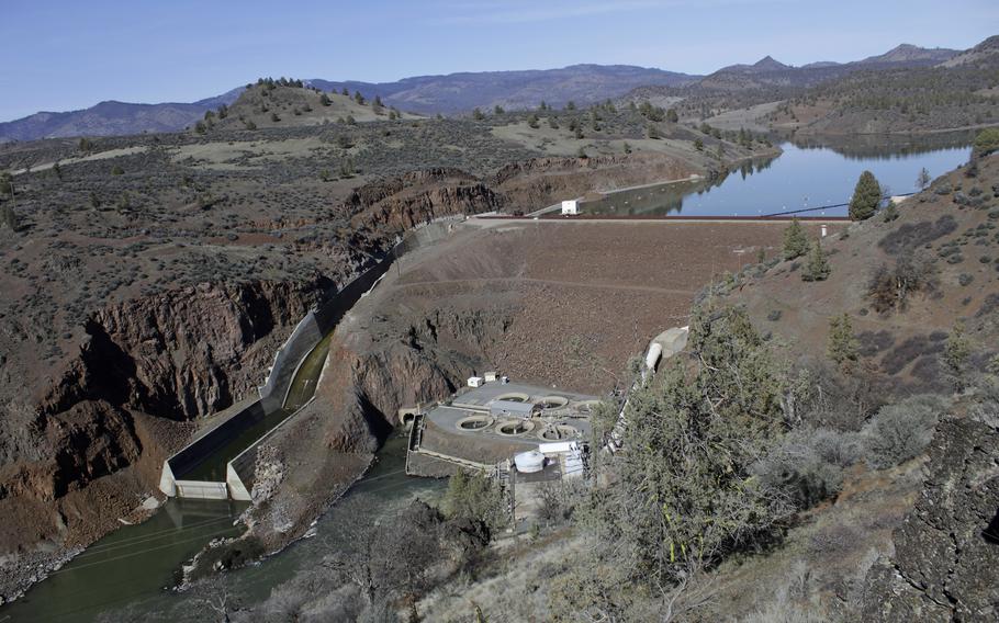 The Iron Gate Dam, powerhouse and spillway on the lower Klamath River near Hornbrook, Calif, on March 3, 2020. 