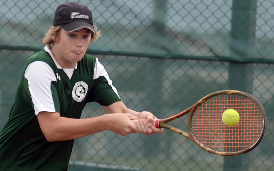 Junior Owen Ruksc is one of four returning veteran tennis players for Kubasaki.