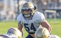 Former Navy linebacker Diego Fagot, seen in this undated Navy Football photo, is among four Naval Academy athletes who have received permission from the Department of Defense to pursue professional sports, the academy announced Sunday. Fagot was offered a contract as an undrafted free agent by the Ravens following the 2022 NFL draft in April 2022.