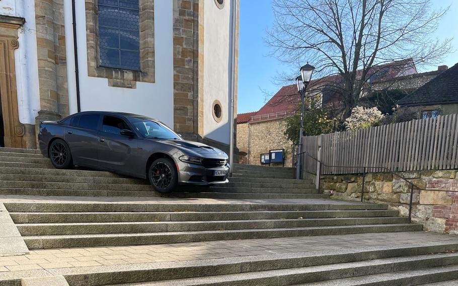 An American driver followed his car’s GPS around a construction zone and found himself on the front steps of St. Aegidius parish church near the market square in Vilseck, Germany, on Oct. 27, 2022, according to local police.