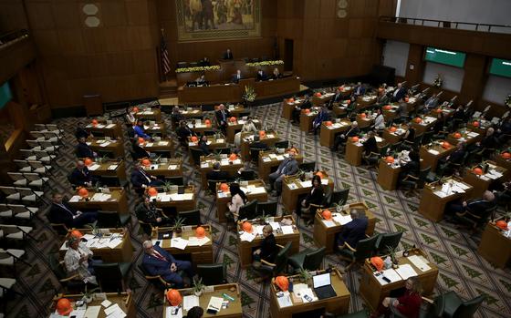 Members of the Oregon House of Representatives in session on Jan. 9, 2023.