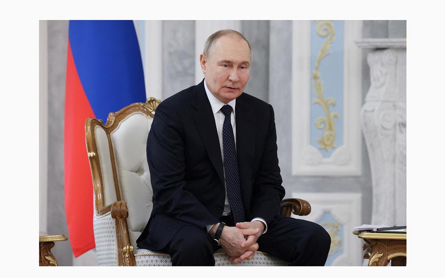Russian President Vladimir Putin attends a meeting with his Belarusian counterpart Alexander Lukashenko in Minsk, Belarus, May 24, 2024.