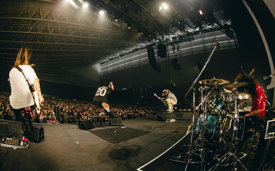 The Bonez performs for a concert.