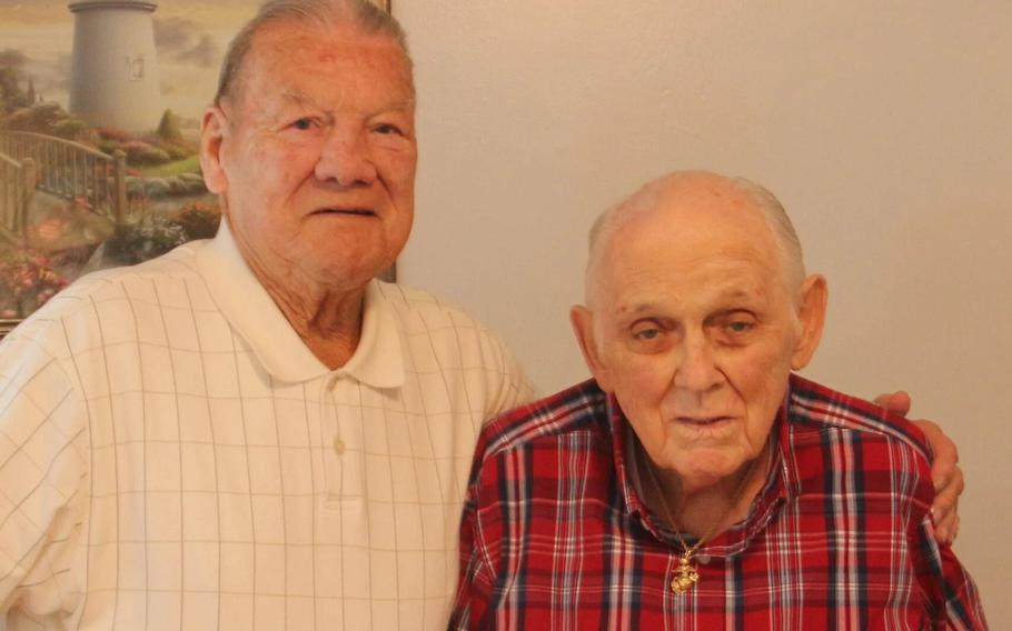 After 69 years apart, Thomas Fagan, right, received a surprise visit from Donald Goeppner on June 9, 2022, marking the first day they’ve been face-to-face since saying their goodbye’s in 1953 after coming back from the Korean War.