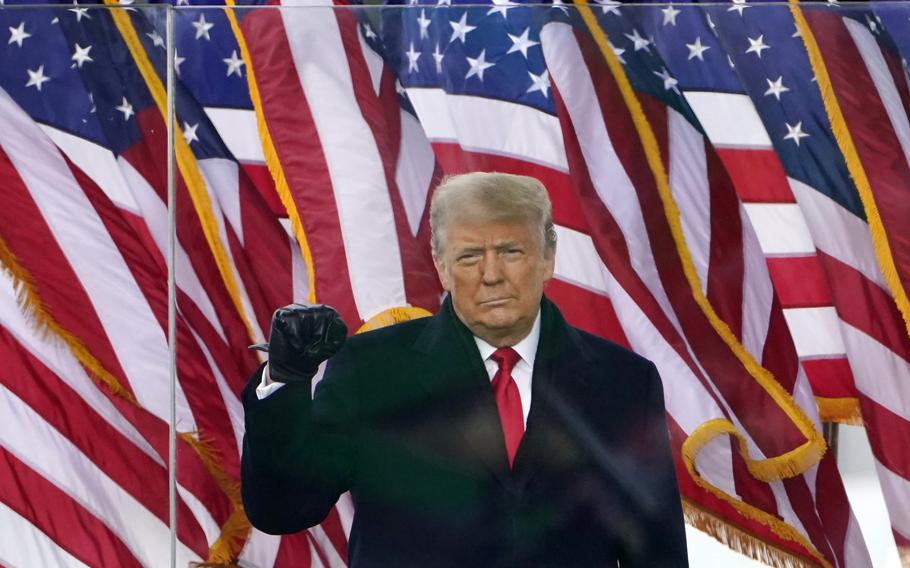President Donald Trump gestures as he arrives to speak at a rally on Jan. 6, 2021, in Washington. Facebook parent Meta is reinstating former President Donald Trump’s personal account after two-year suspension following the Jan. 6 insurrection.