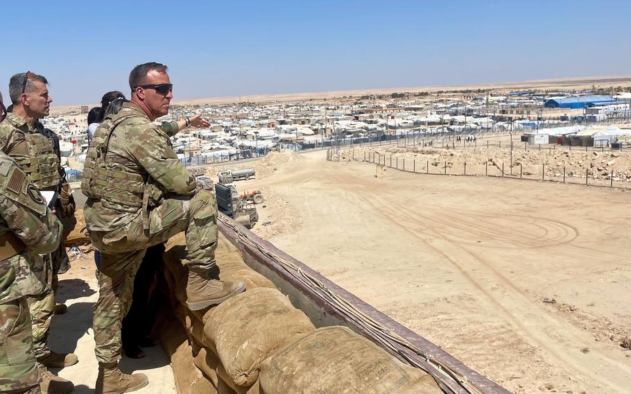 U.S. Central Command leader Gen. Michael “Erik” Kurilla visits the al-Hol camp in Syria on Sept. 9, 2022. Kurilla recently called the camp, which holds many of the wives and children of captured Islamic State fighters, a “flashpoint of human suffering.”