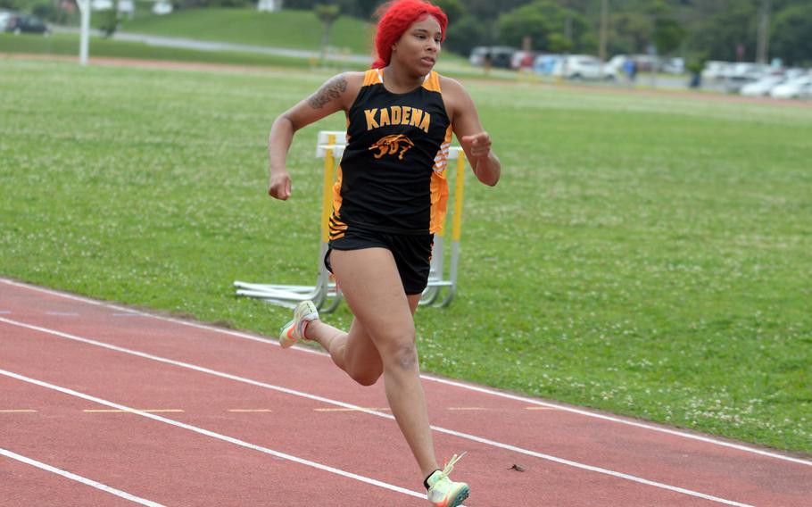 Kadena's Sharday Baker is a hopeful to top the Pacific record in the 100 meters.