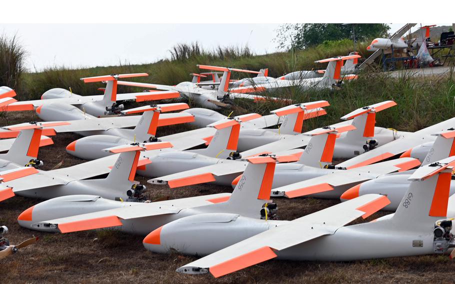 Marine Corps target drones stand by for a Balikatan drill.