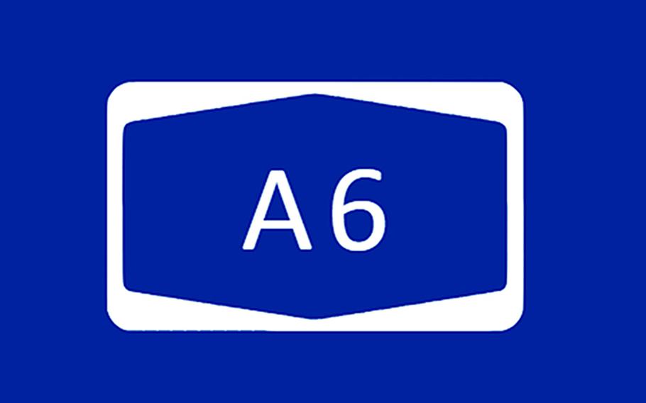A sign for the autobahn A6.